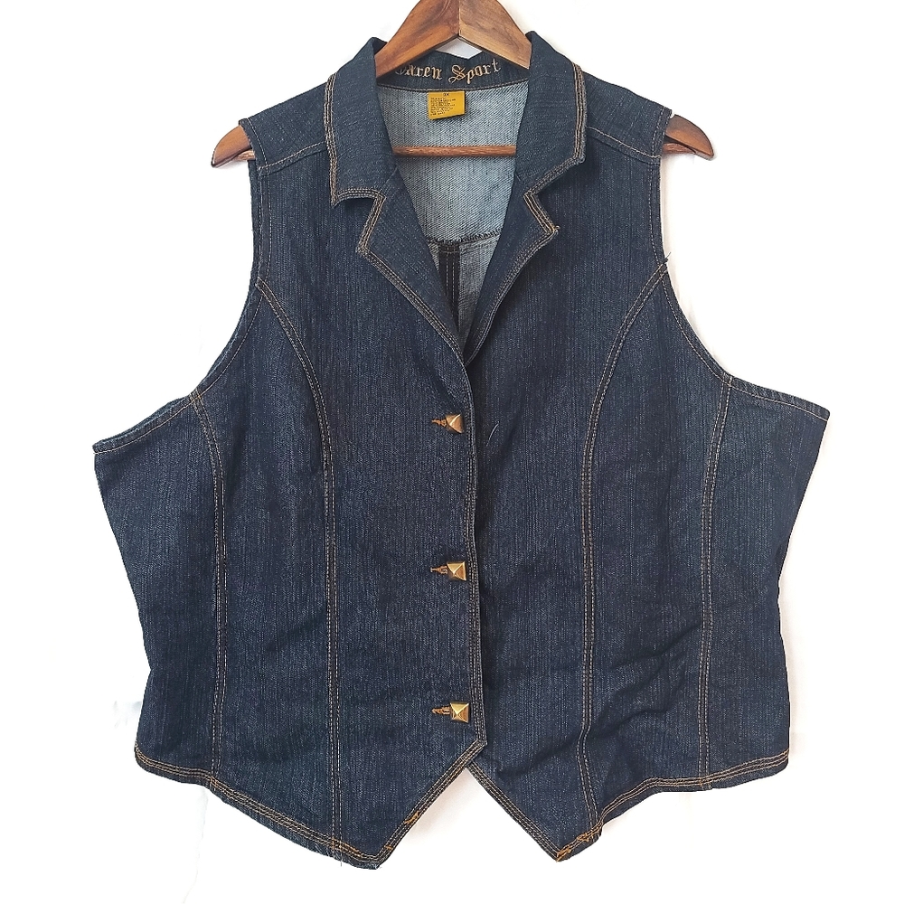 Dark blue denim vest size 3x -L